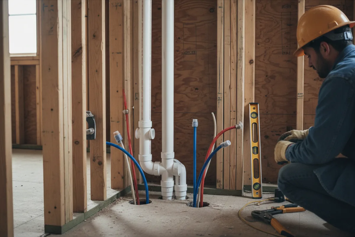 Drain and supply rough-in during Drain Cleaning in Reidville